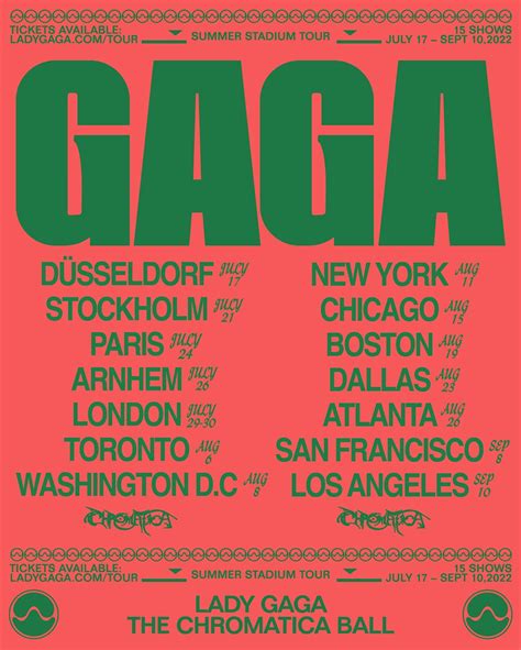 lady gaga tour schedule