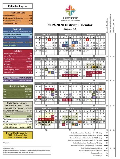 Lafayette Parish School Calendar 2024-25