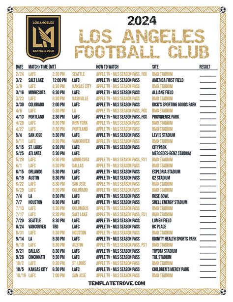 Lafc Printable Calendar Schedule