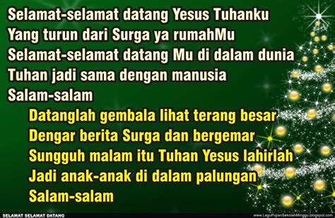 lagu selamat selamat datang yesus tuhanku