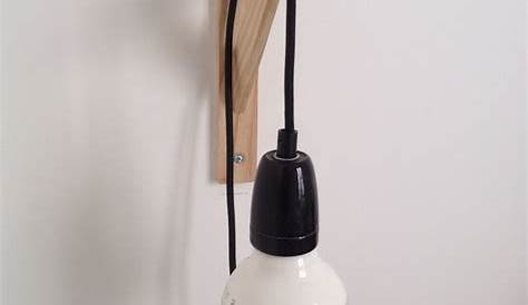 Lampe DIY Ampoule vintage verre fumé Equerre en bois