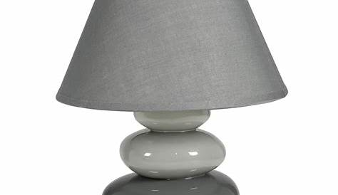Lampe De Chevet Grise Design Et Abatjour En Tissu H 44 Cm