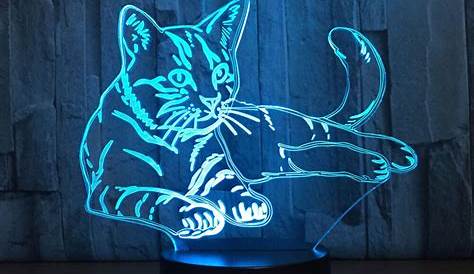 Acheter lampe tête de chat Mandala Lampe LED 3D