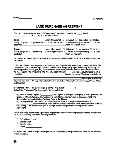 Land Contract Templates 10+ Free Printable Word & PDF Formats