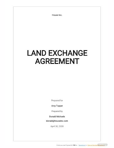 Land Exchange Agreement Sample