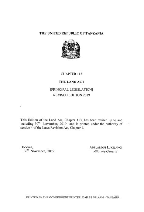 land registration act 2019 tanzania