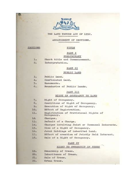 land tenure act 1992 zanzibar