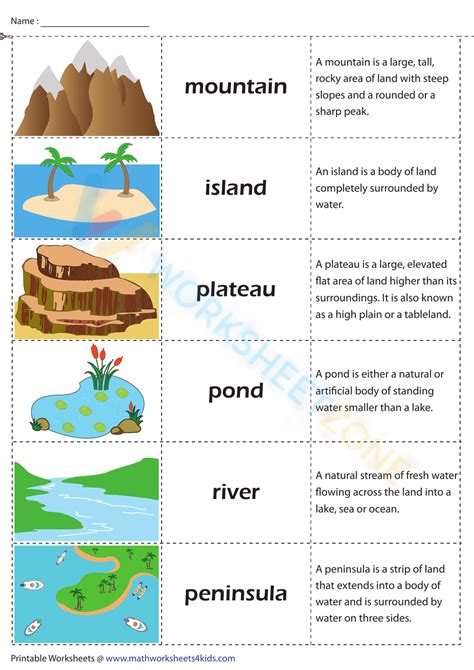 Landforms Worksheets for Kids