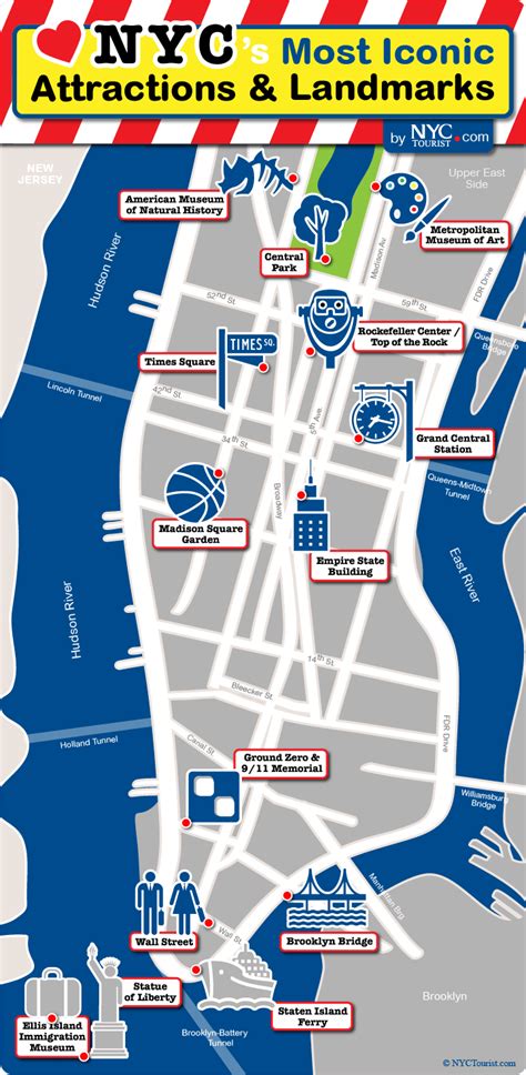 landmarks in new york on a map