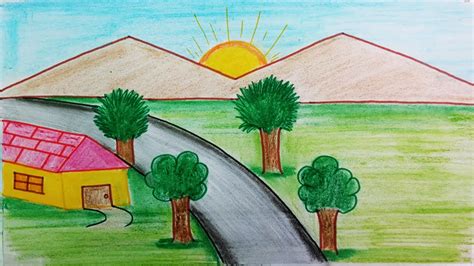 Landscape drawingEasy way to draw a landscape for