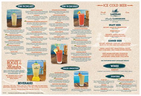 Landshark Drink Menu