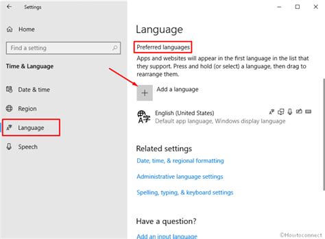 language and input settings windows 10