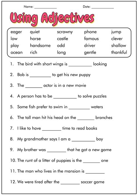 language arts worksheets grade four