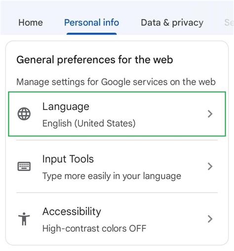 language google settings