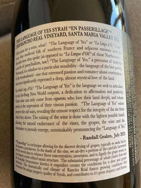 Language Of Yes Syrah