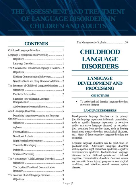 language processing disorder checklist