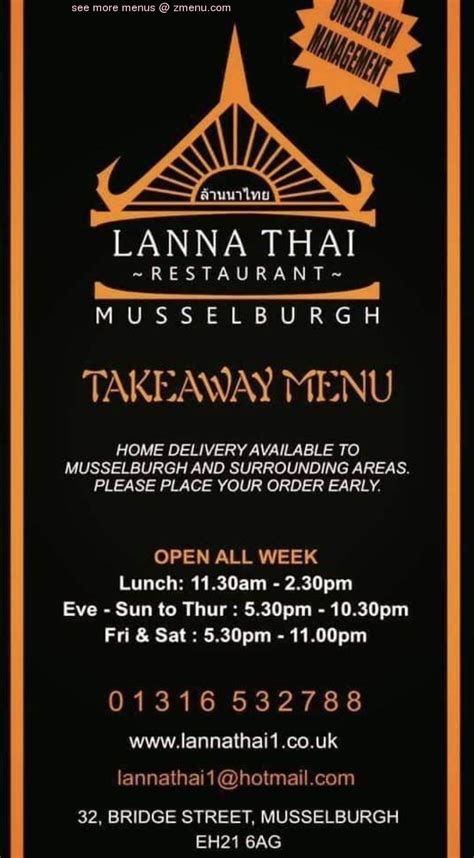 lanna thai musselburgh takeaway menu