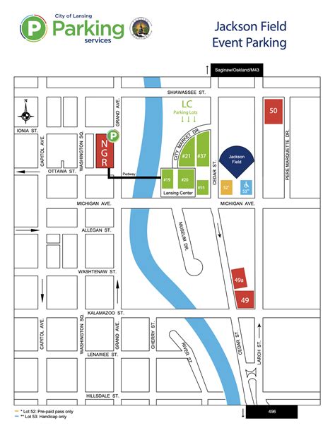 Lansing Lugnuts Parking Map