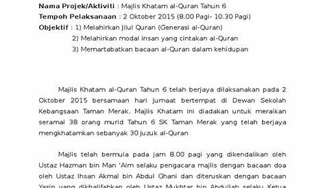 Borang Laporan Khatam Al-Quran Bulan Ogos | PDF