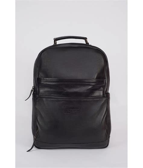laptop backpack black leather