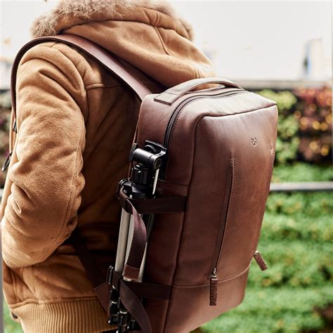 laptop backpack brown leather