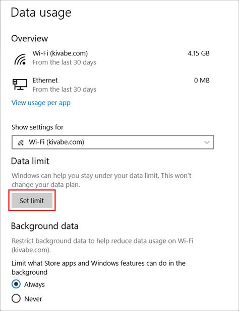 laptop wifi mode for limit data usage
