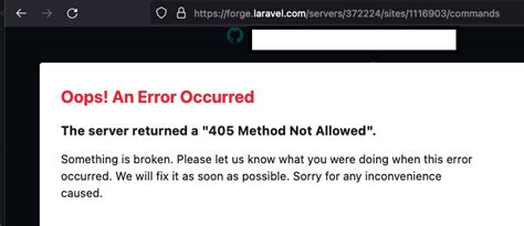 laravel api method not allowed