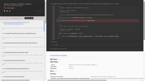 laravel method not allowed exception api