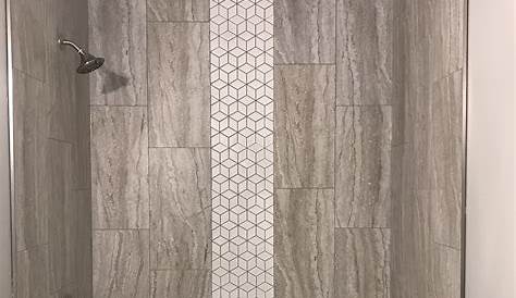 Bathroom tile. Tub surround tile is Daltile M313 Contempo White Honed