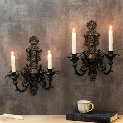 Large Black Candle Wall Sconce