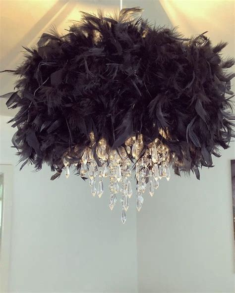Large Black Feather Light Shade