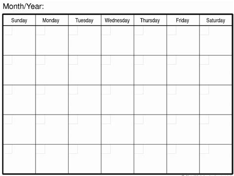 Large Blank Printable Calendar