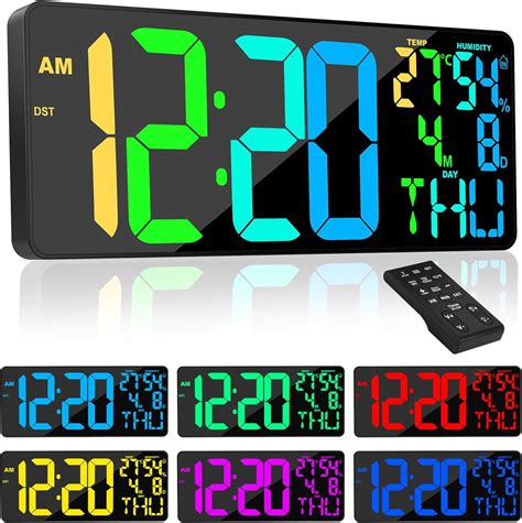Large Digital Wall Clock With Temperature And Humidity