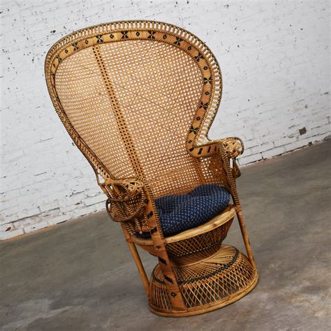 large fan back wicker chair