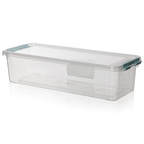 Large Flat Storage Bin With Lid