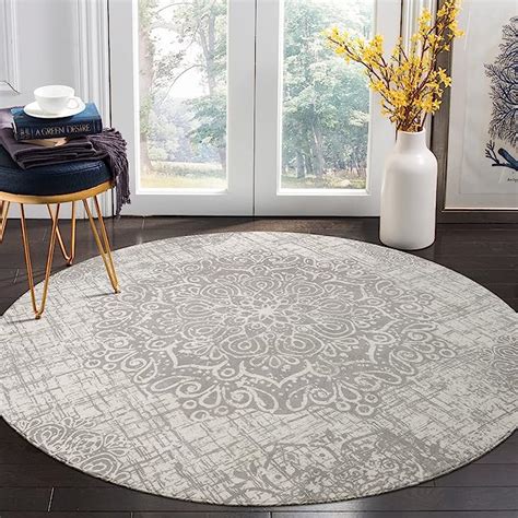 Large Gray Round Rug
