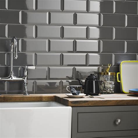 Large Kitchen Wall Tiles Grey