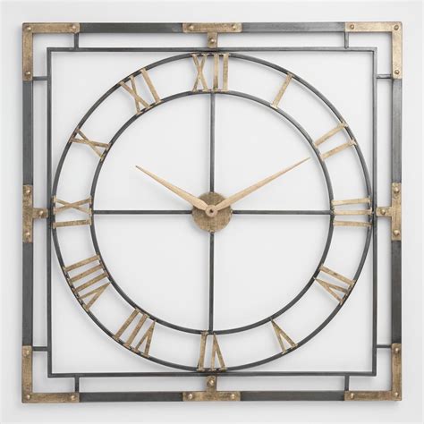 Large Metal Square Wall Clock