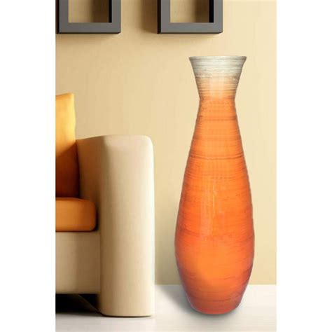 Large Orange Floor Vase