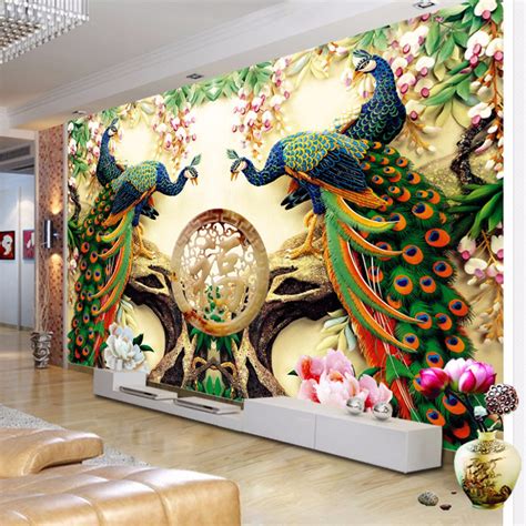 Large Peacock Wall Mural
