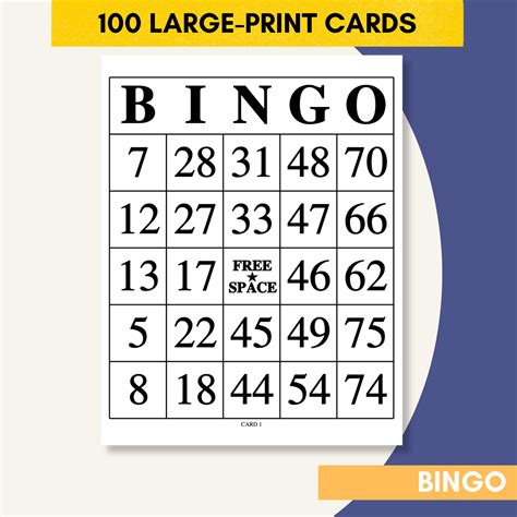 Large Print Bingo Cards Printable