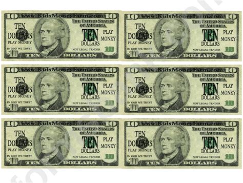 Large Printable 10 Dollar Bill