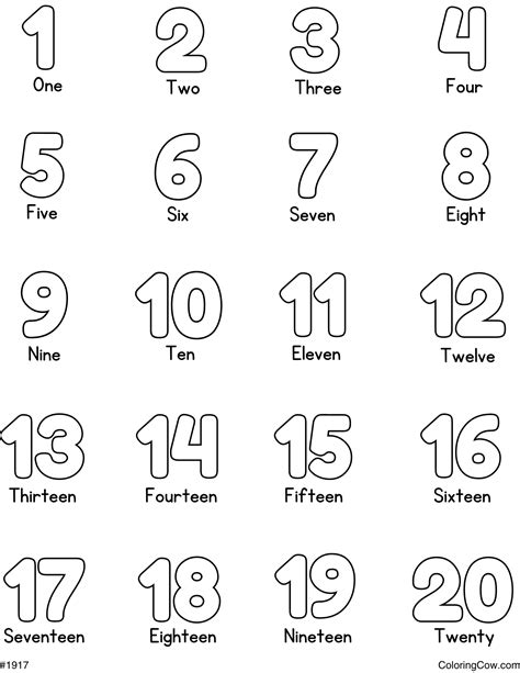 Large Printable Color Numbers