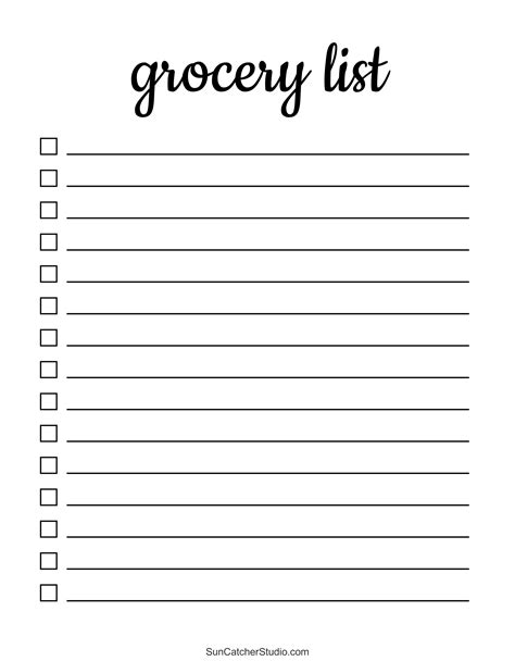 Large Printable Shopping List