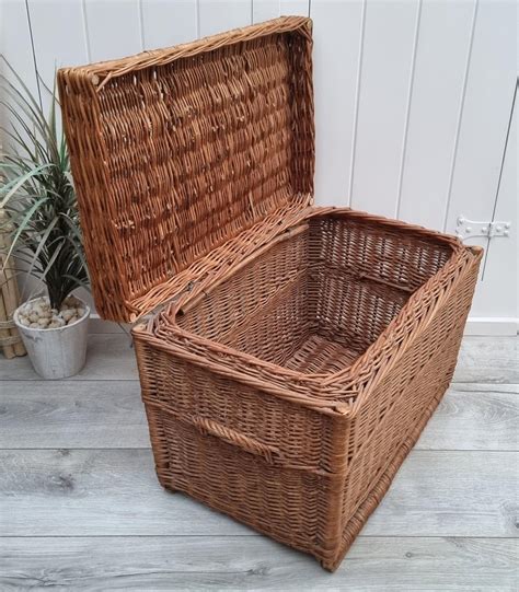 Large Rectangular Wicker Basket With Lid