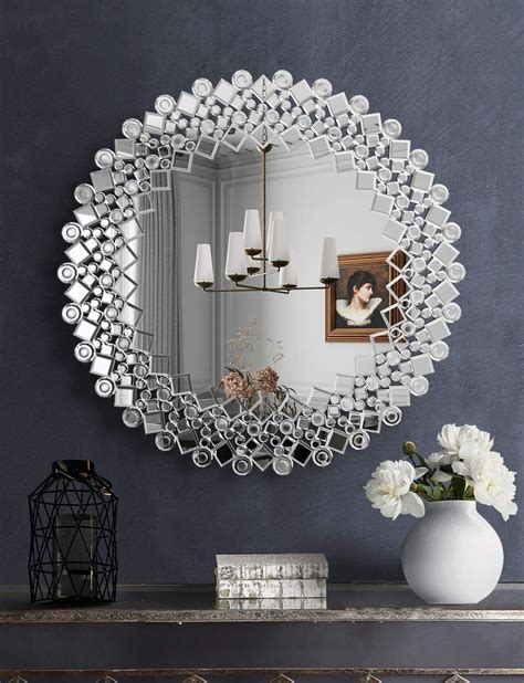 Large Round Glam Wall Mirror