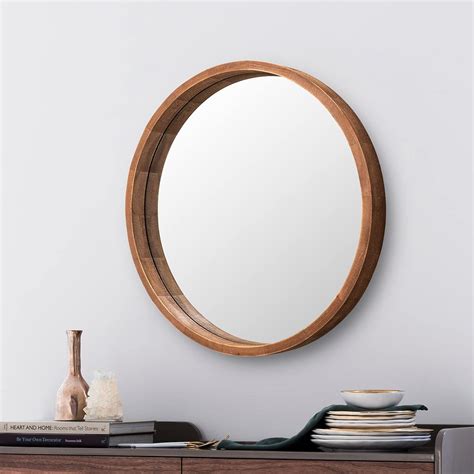 Large Round Mirror Timber Frame