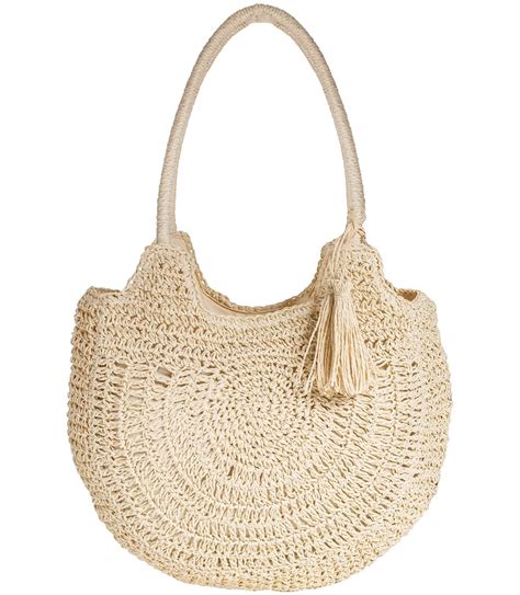Large Round Straw Beach Bag