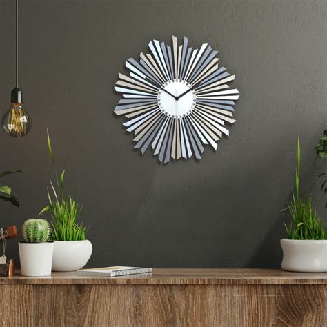 Large Silver Wall Clock Modern