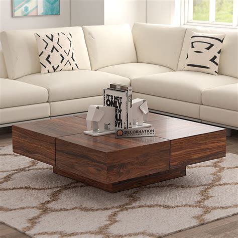 Large Square Brown Coffee Table